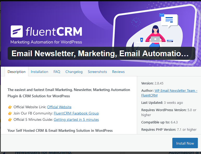 Email Newsletter, Marketing, Email Automation and CRM Plugin for WordPress by FluentCRM 