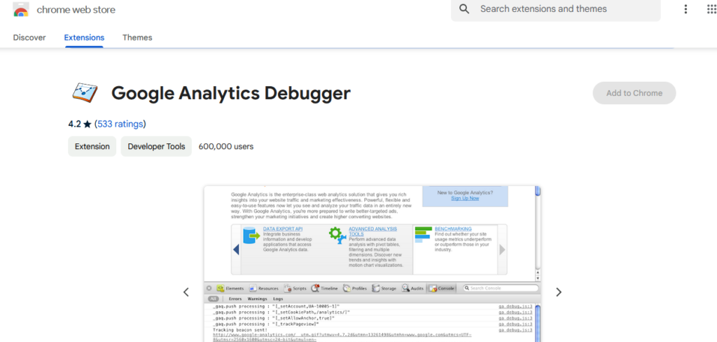 Google Analytics Debugger extension for Chrome